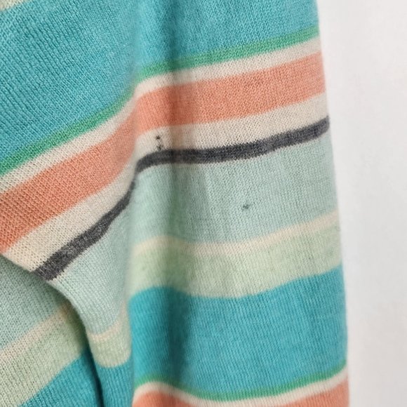 Theory 100% Cashmere Colorful Striped V-Neck Sweater sz M Flawed - Picture 8 of 8